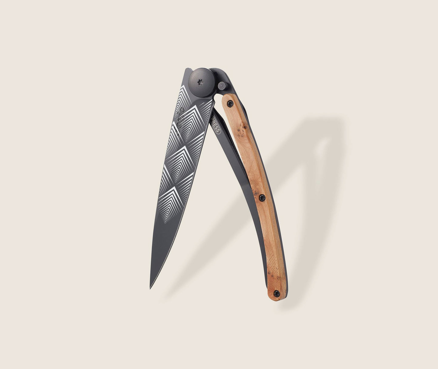 1GB000105 - Deejo, 37g, Pocket knife, Black, Juniper wood, Art déco