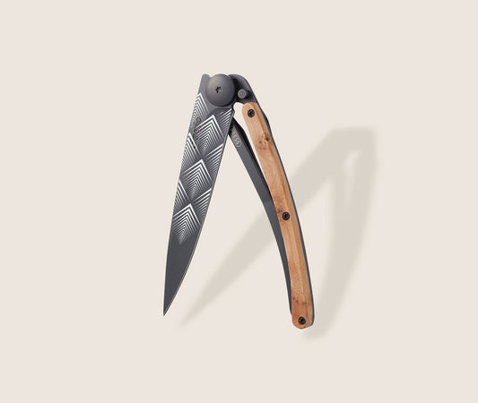 1GB000105 - Deejo, 37g, Pocket knife, Black, Juniper wood, Art déco
