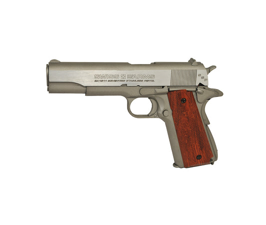 288509 - SWISS ARMS 1911 SEVENTIES STAINLESS PISTOL CO2 18BBs AIRGUN