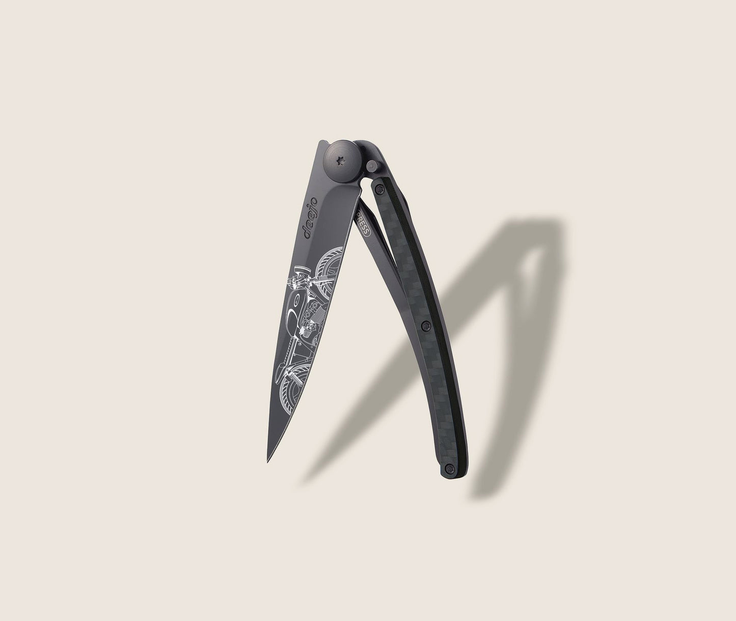 1GC000107 - Deejo, 37g, Black, Carbon Fiber, Café Racer
