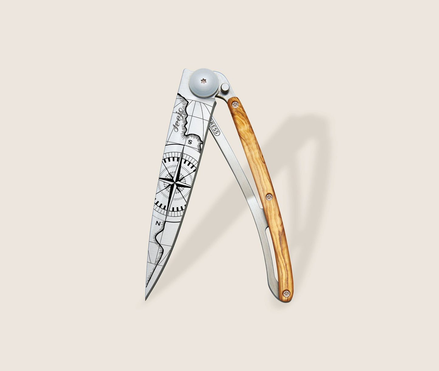 1CB000054 - Deejo, 37g, Pocket knife, Titanium, Olivewood, Terra Incognita,