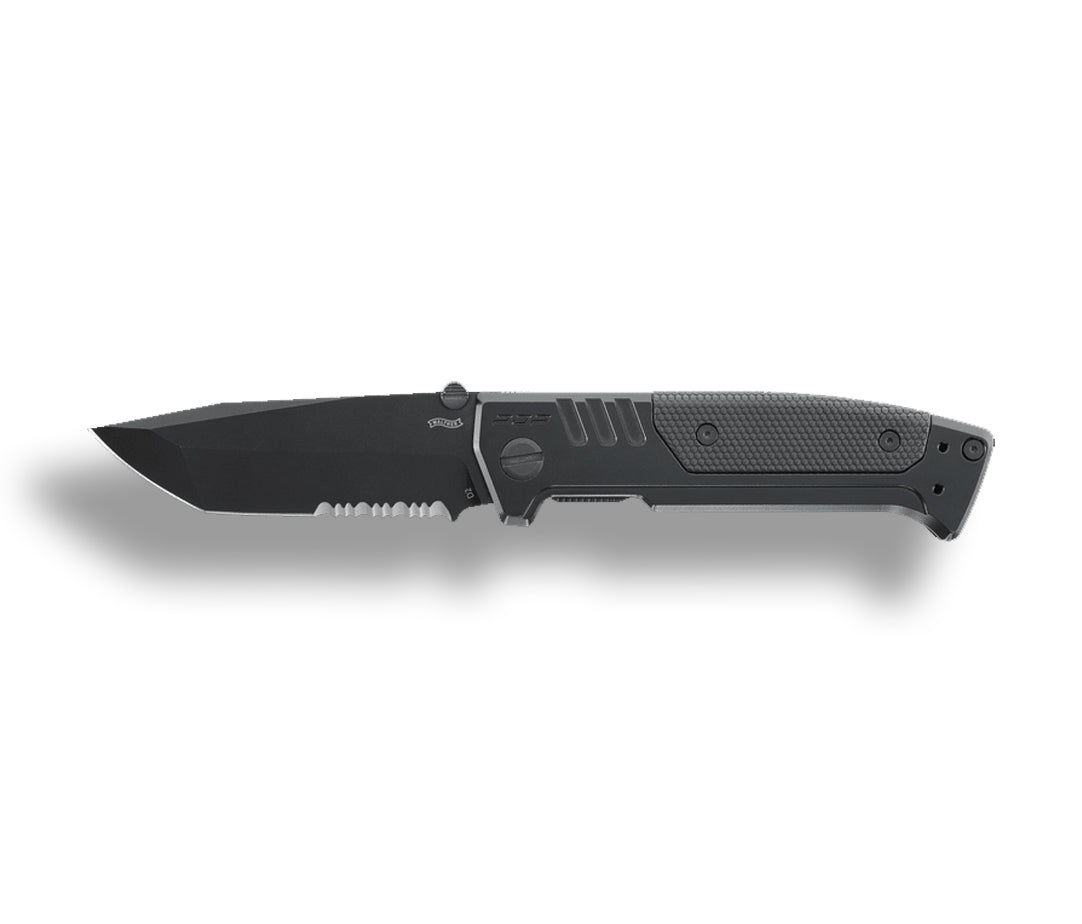 5.0898 - Walther PDP Steel Frame Tanto Folder serrated, black