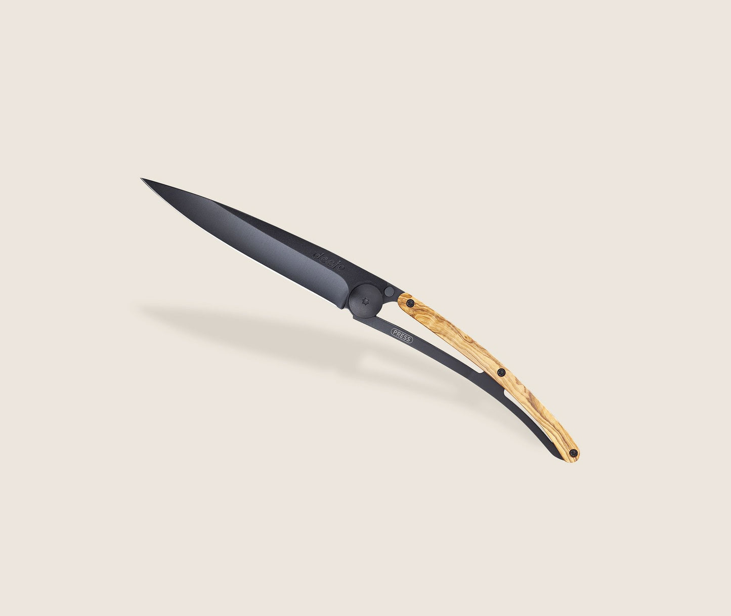 1GB000140 - Deejo, 37g, Pocket knife, Black, Olive wood, Thoroughbred