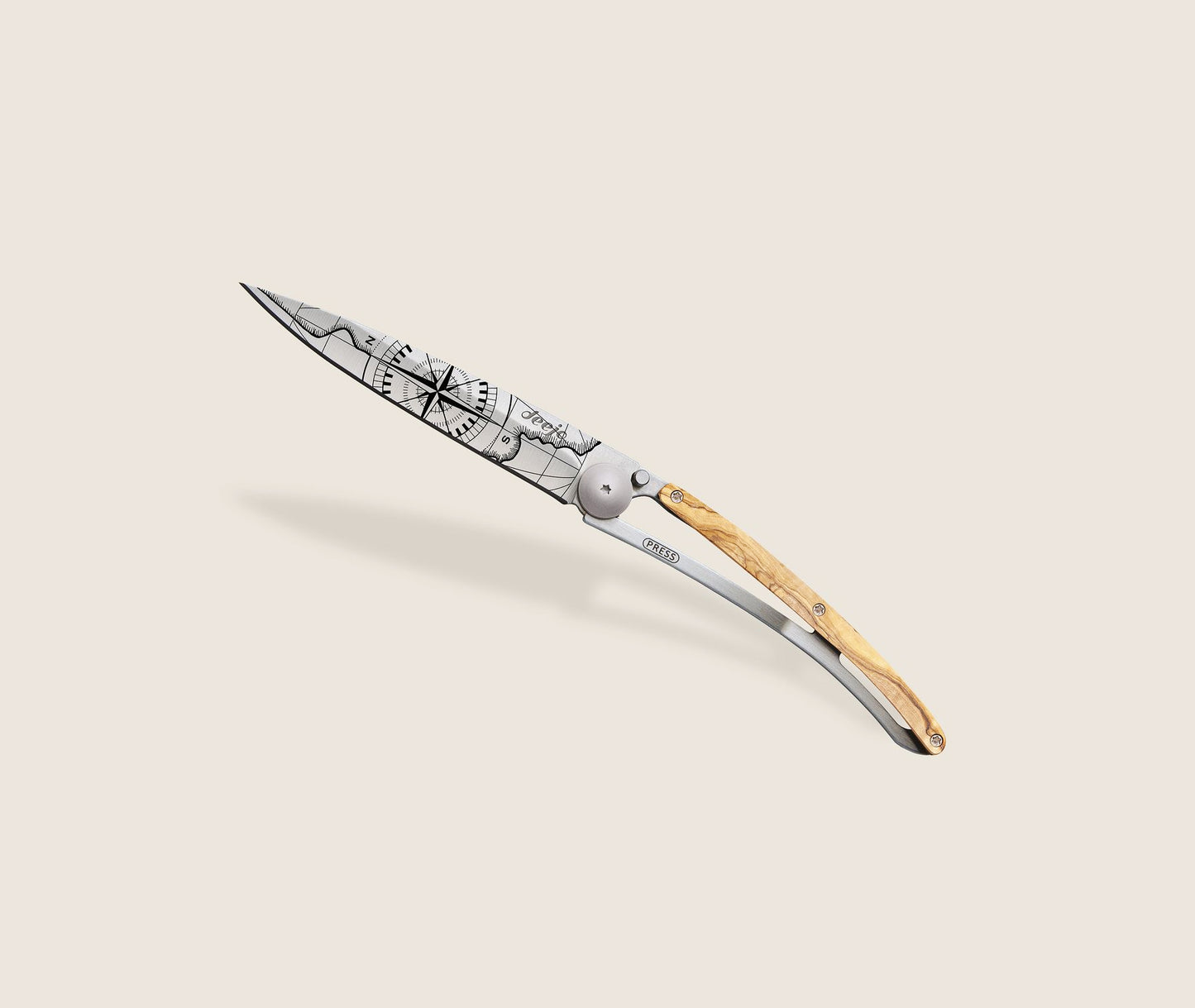 1CB000054 - Deejo, 37g, Pocket knife, Titanium, Olivewood, Terra Incognita,