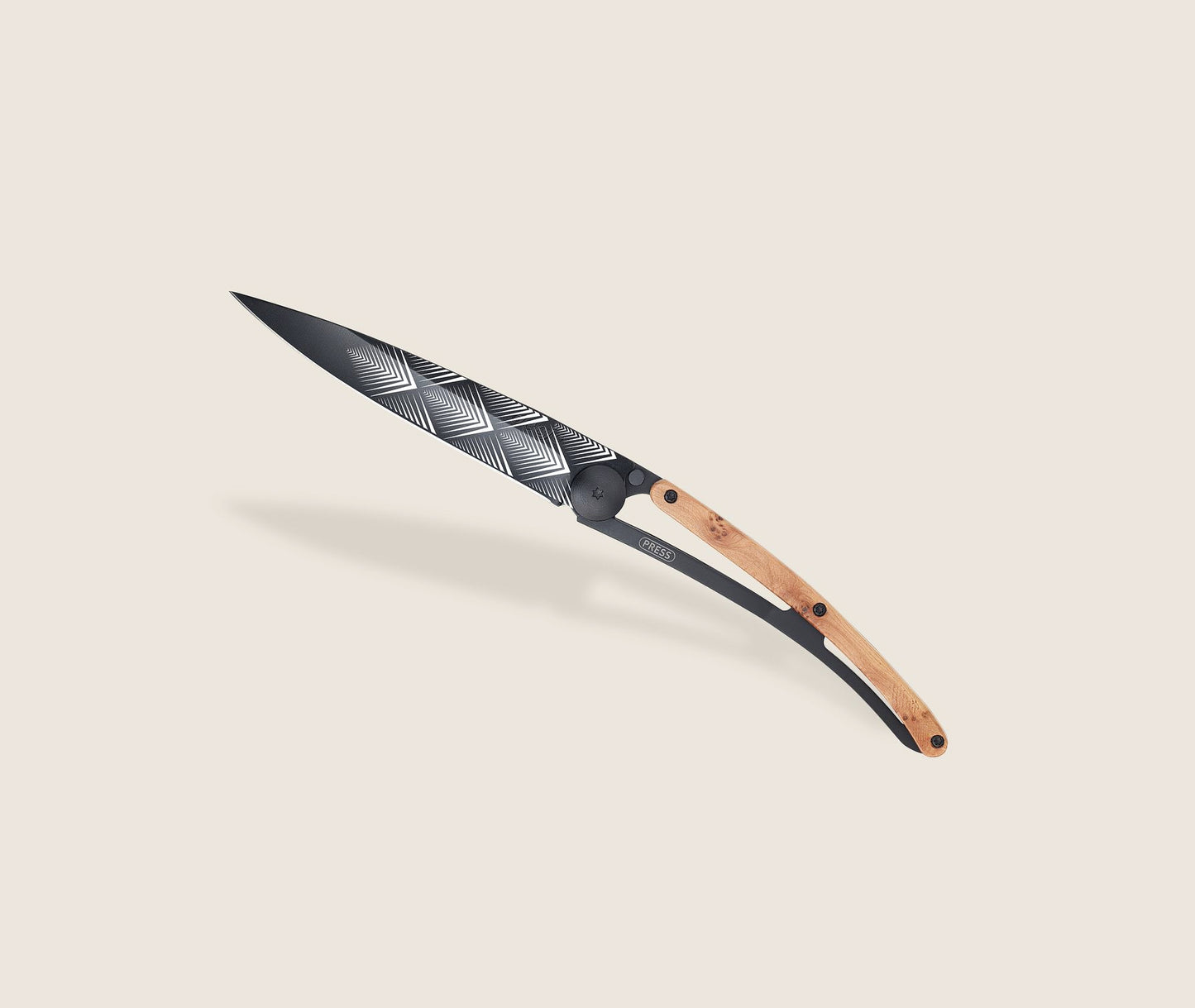 1GB000105 - Deejo, 37g, Pocket knife, Black, Juniper wood, Art déco
