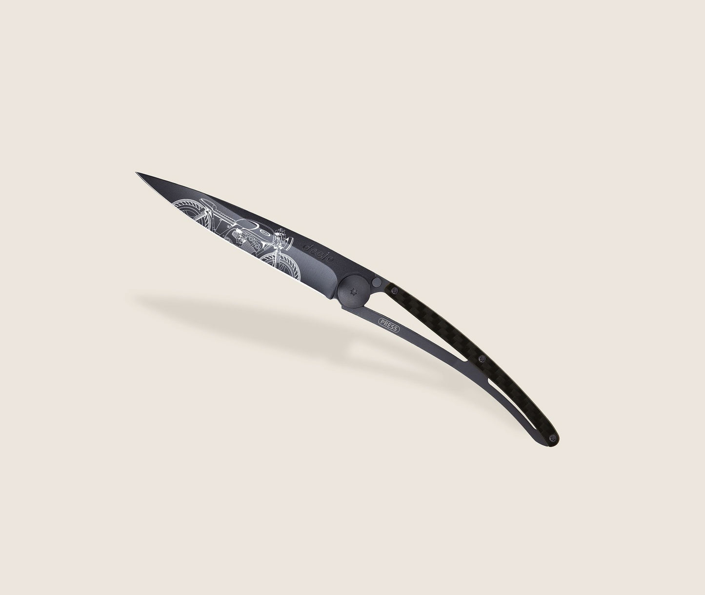 1GC000107 - Deejo, 37g, Black, Carbon Fiber, Café Racer