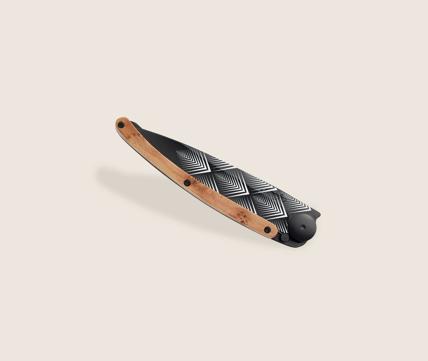 1GB000105 - Deejo, 37g, Pocket knife, Black, Juniper wood, Art déco